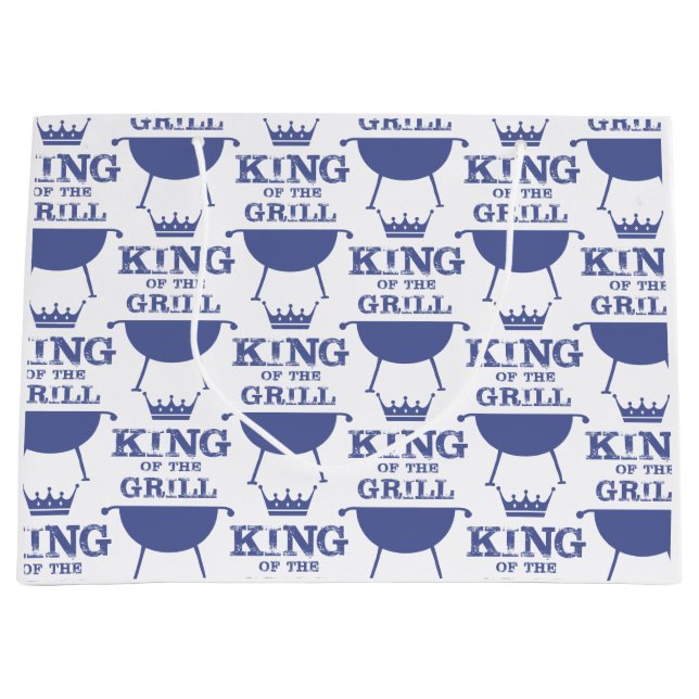 König des Grills, blau Große Geschenktüte (Vorderseite)