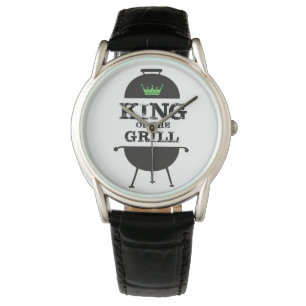 König des Grills, schwarz-grüne Krone Armbanduhr