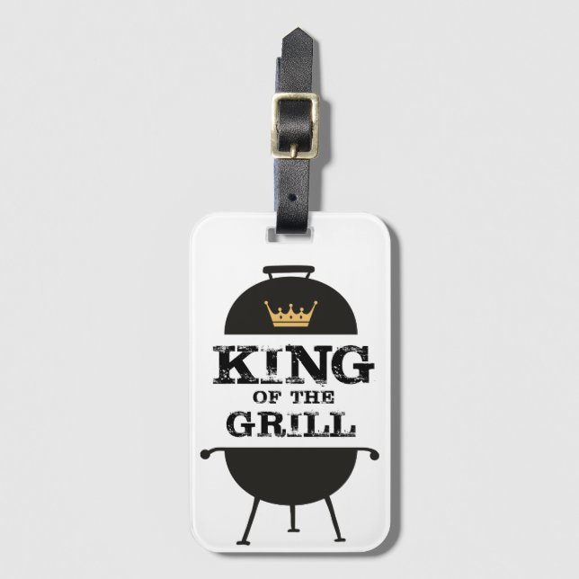 König des Grills, schwarze Goldkrone Gepäckanhänger (Vorderseite Vertikal)