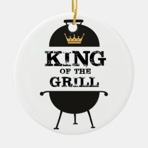König des Grills, schwarze Goldkrone Keramik Ornament