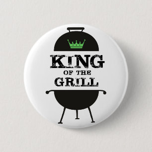 König des Grills, schwarze grüne Krone Button