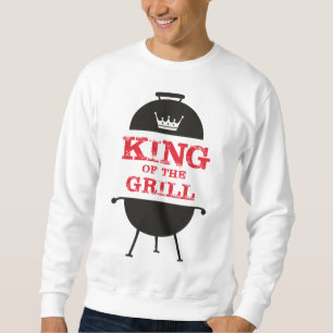 König des Grills, schwarze weiße Krone rot Sweatshirt