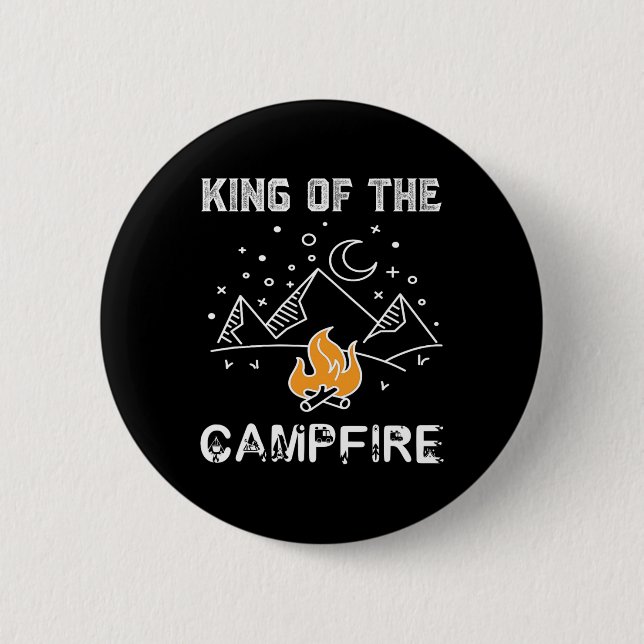 König des Lagerfeuers Camping-Wildnis Lustig Toll Button (Vorderseite)