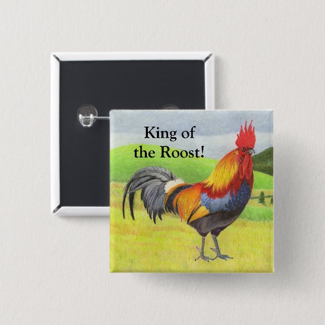König des Roost-Roosters Button (Vorne & Hinten)