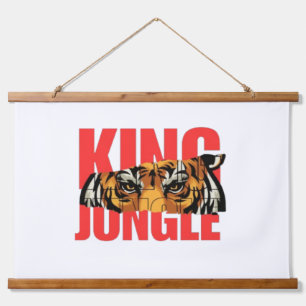König Dschungel – Wildes Tiger-Power-Design Wandteppich Mit Holzrahmen