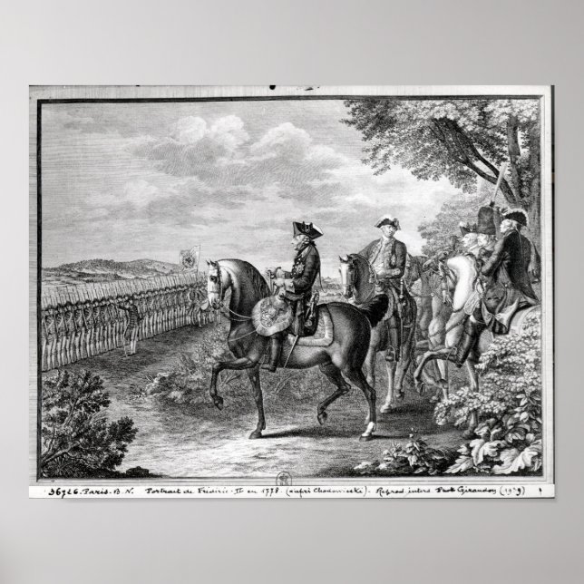 König Friedrich II. von Preußen überprüft die Poster (Vorne)