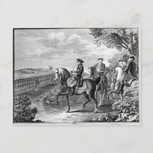 König Friedrich II. von Preußen überprüft die Postkarte