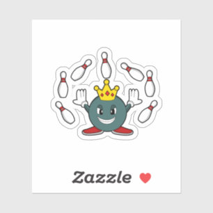 König im Bowling mit Bowling Button Aufkleber