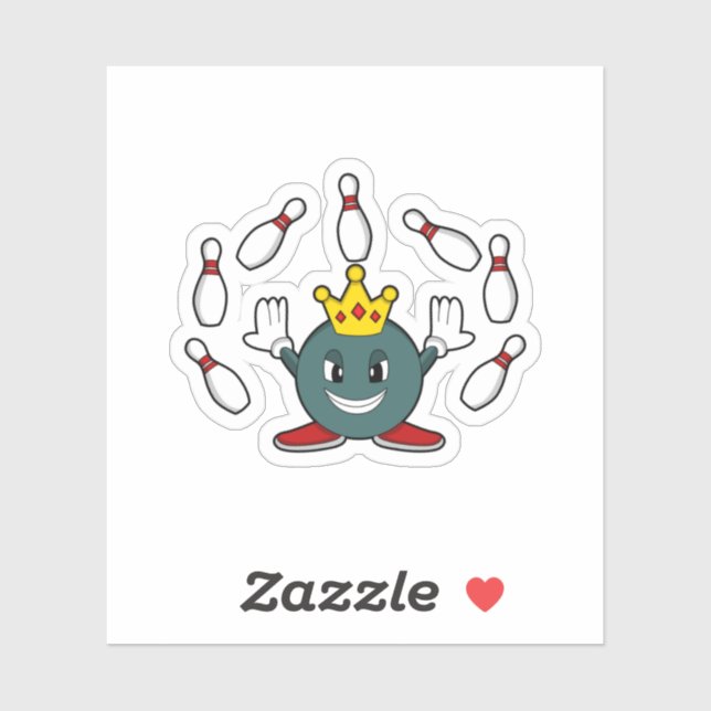 König im Bowling mit Bowling Button Aufkleber (Blatt)