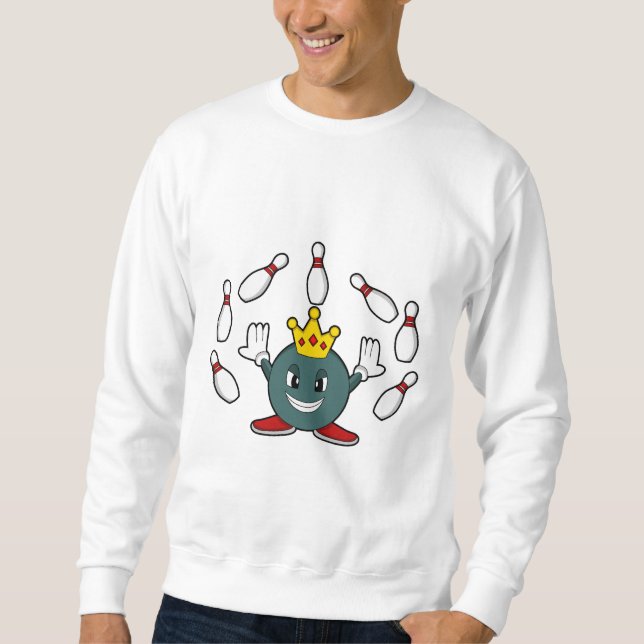 König im Bowling mit Bowling Button Sweatshirt (Vorderseite)