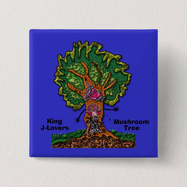 König J-Liebhaber Pilz-Baum-Knopf Button (Vorderseite)