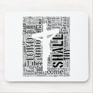 König James Bible in Tagxedo (Weiß, Porträt) Mousepad
