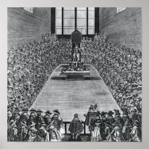 König James I in den Häusern des Parlaments, 1624 Poster