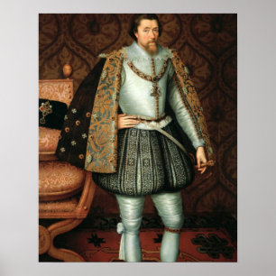 König James I von England (1566-1625) (Öl auf Poster