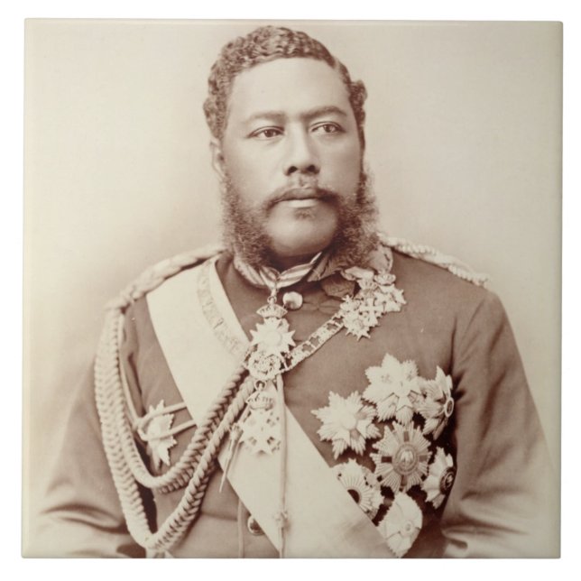 König Kalakaua (1836-91), spätes c19th Fliese (Vorderseite)