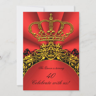 König Königin Gold Royal Prächtig Rot Geburtstagsf Einladung