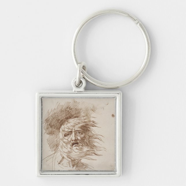 König Lear im Sturm (Stift- und Bistretinte auf Schlüsselanhänger (Vorne)