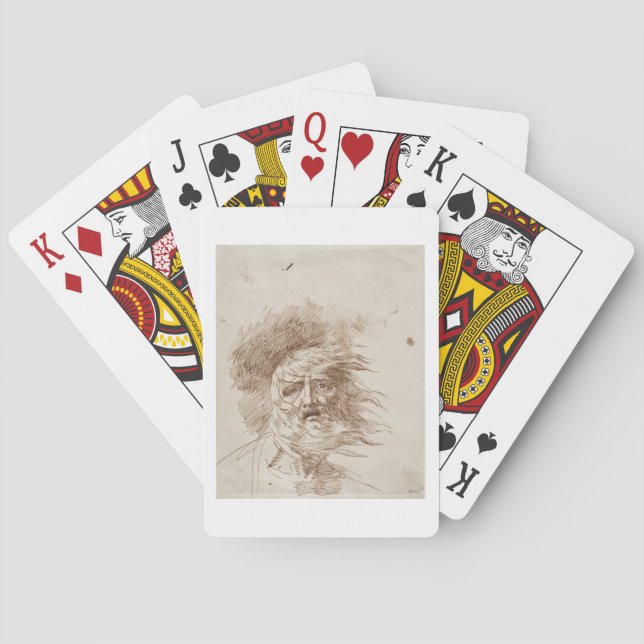 König Lear im Sturm (Stift- und Bistretinte auf Spielkarten (Rückseite)