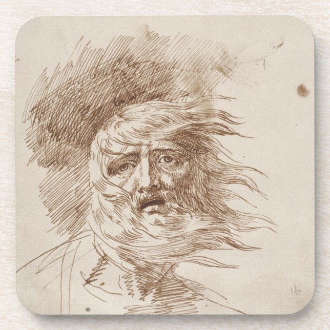 König Lear im Sturm (Stift- und Bistretinte auf Untersetzer (Vorderseite)