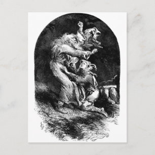 König Lear und Narr im Sturm Postkarte