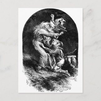 König Lear und Narr im Sturm Postkarte