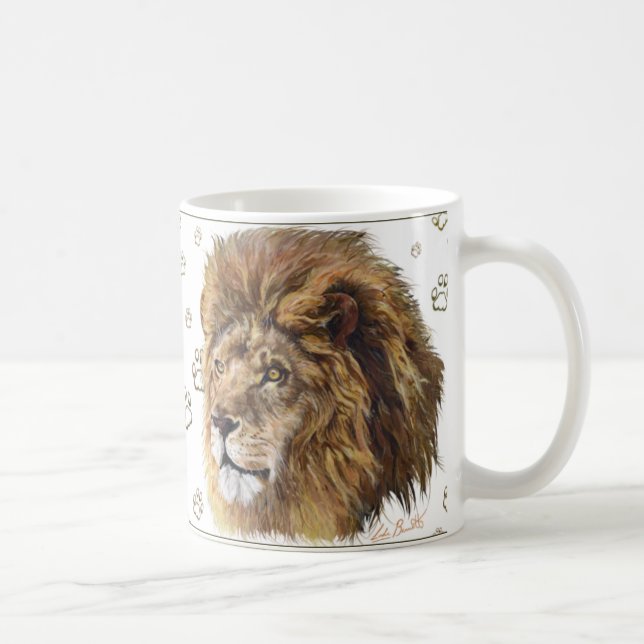 König Lion Paw Print Mug, weiß Tasse (Rechts)