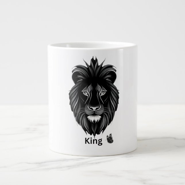 König Löwe Schwarze Kunst Kaffeetasse Jumbo-Tasse (Vorderseite)