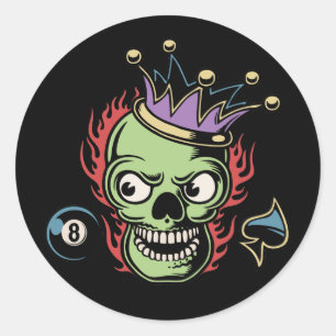 König Lucky Skull Runder Aufkleber