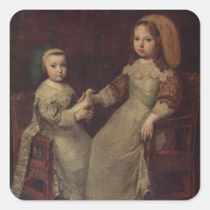 König Ludwig XIV (1638-1715) als Kind mit Philipp Quadratischer Aufkleber