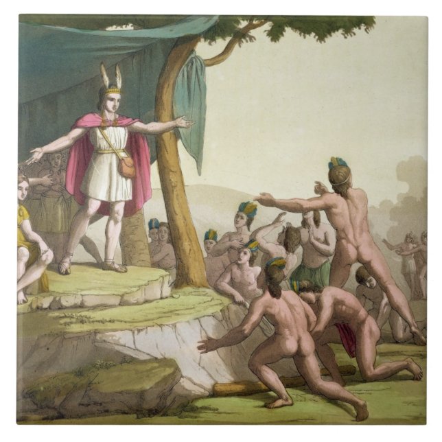 König Manco Capac und Mutter der Königin-Coya, die Fliese (Vorderseite)