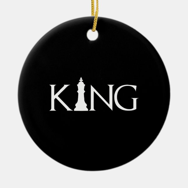 König mit Schachstück Keramik Ornament (Vorne)