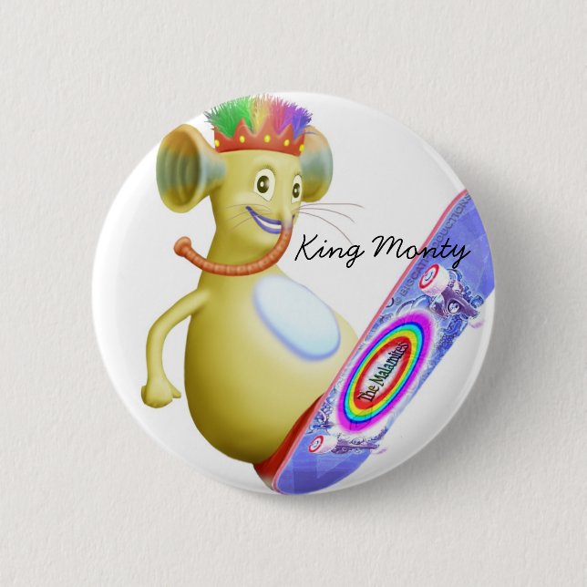 König Monty auf Skate-Brett Button (Vorderseite)