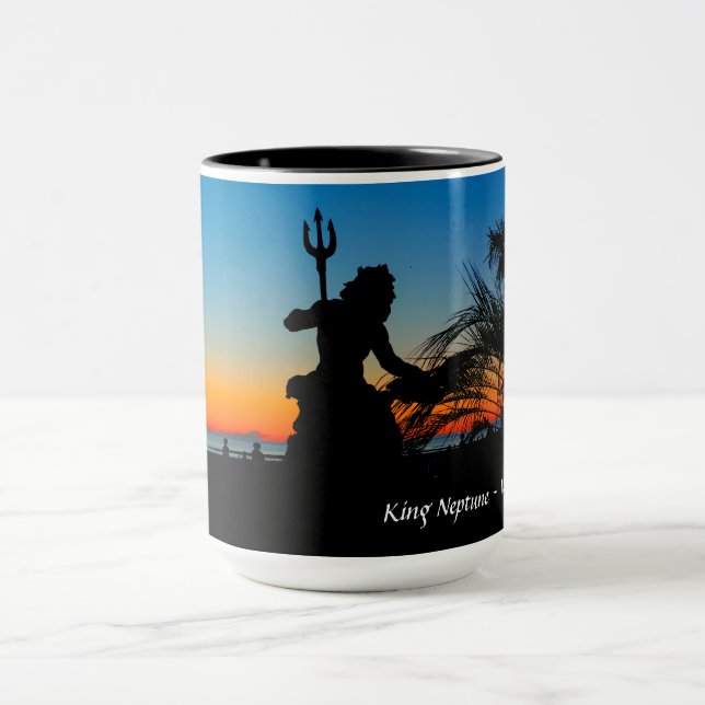König Neptun an Sonnenaufgang Silhoutte Tasse (Zentrum)