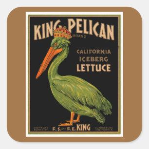 König Pelican Brand Lettuce Quadratischer Aufkleber