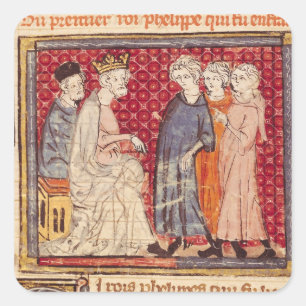 König Philippe I. , Grandes Chroniques de France Quadratischer Aufkleber