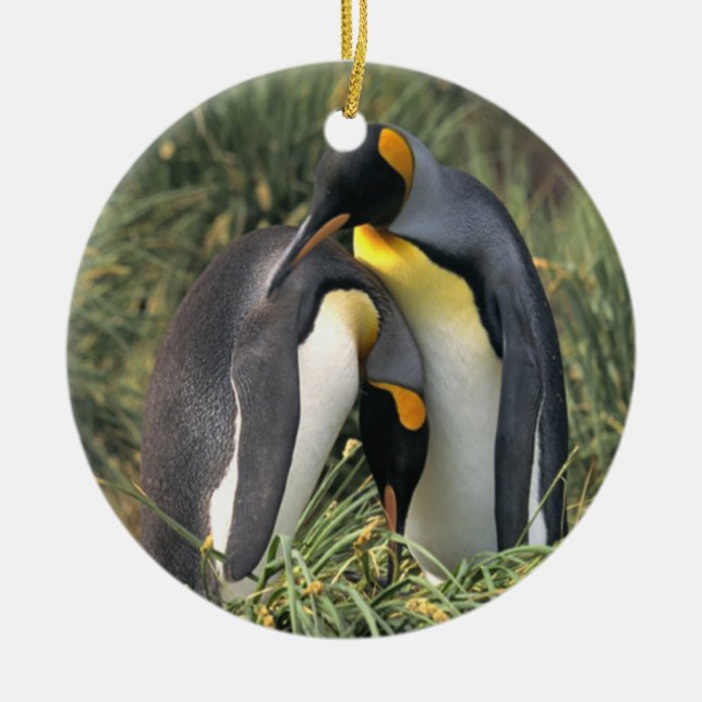 König-Pinguine Liebhaber Keramikornament (Vorne)