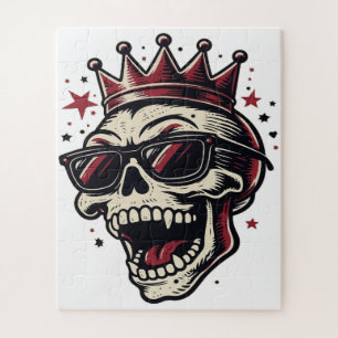 König Rockstar-Totenkopf mit Sonnenbrille Puzzle