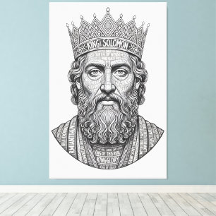 König Salomo Kalligrafie-Porträt - Vintage-Schrift Leinwanddruck