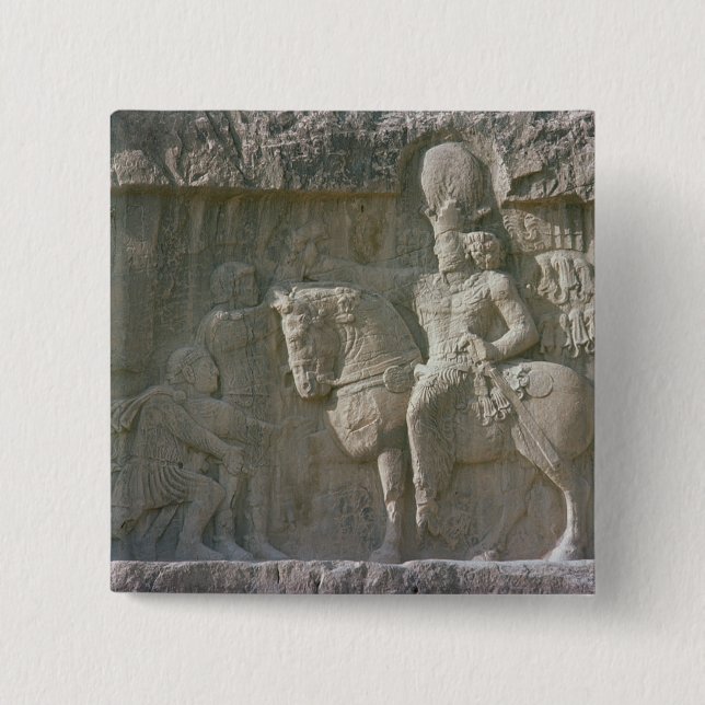 König Shapur I und Baldrian Sassanian Button (Vorderseite)