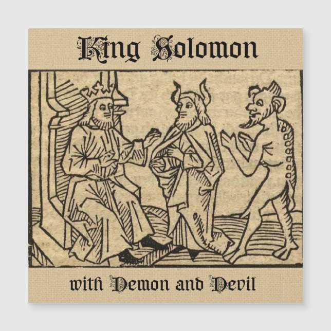 König Solomon mit Dämon und Teufel Magnetkarte (Vorderseite)
