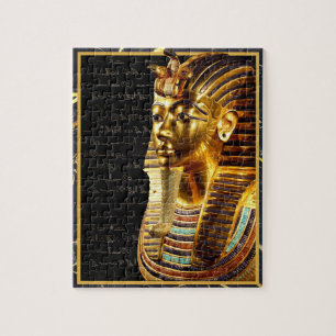König Tutankhamun mit Hieroglyphen Gold und Schwar Puzzle