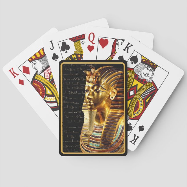 König Tutankhamun mit Hieroglyphen Gold und Schwar Spielkarten (Rückseite)