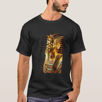 König Tutankhamun mit Hieroglyphen Gold und Schwar T-Shirt