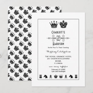 König Und Königin Schachbrett Abendhochzeit Einladung