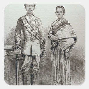 König und Königin von Siam Quadratischer Aufkleber