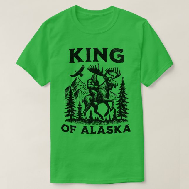 König von Alaska Reiten Elche Alaskan Retro TShirt (Design vorne)
