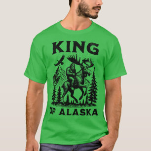 König von Alaska Reiten Elche Alaskan Retro TShirt