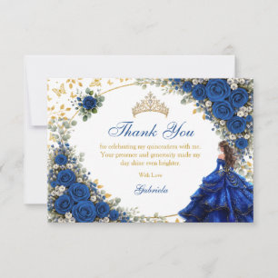 Königblaue goldene Schmetterlinge Quinceañera Dankeskarte