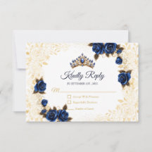 Königblaue goldene Tiara Blumenrose Quinceañera