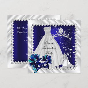 Königblaue Quinceanera 15. Maskenballparty Einladung